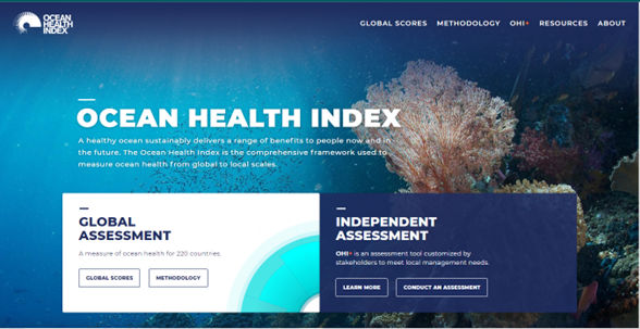 Screenshot of Ocean Health Index homepage.